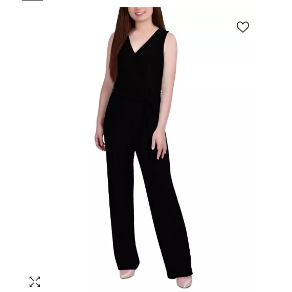 NY Collection Sleeveless Black Surplice Jumpsuit - S - NWT